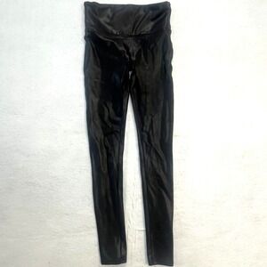 SPANX Faux Leather Look Leggings Black High Rise S/P